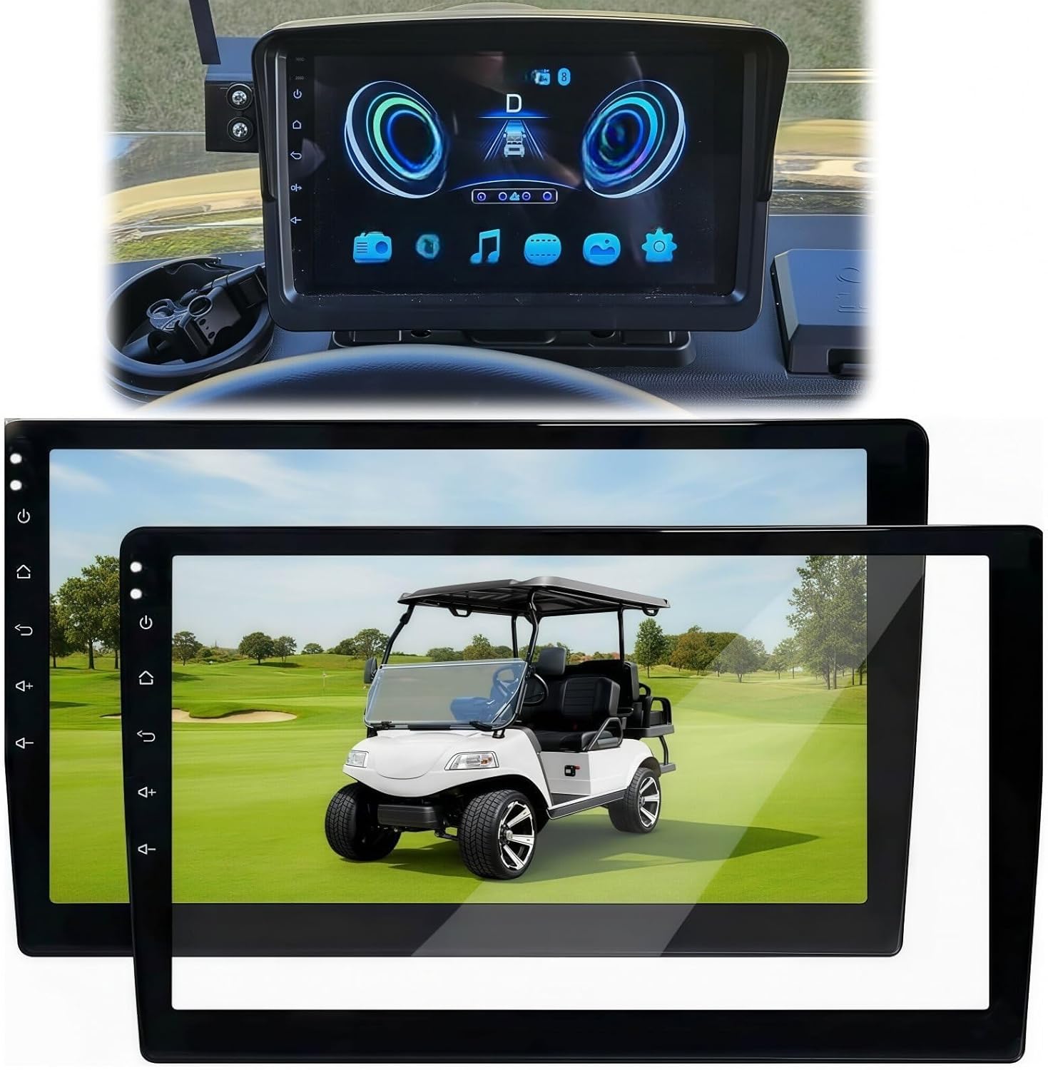 9 Inch Golf Cart Screen Protector for EV Touchscreen Left Side Button, Tempered Glass Screen Cover Protector Anti Gravel Glare, Ev Golf Cart Accessories Protective Film(HD, 2 Pack)