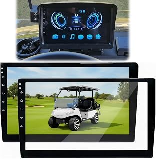 9 Inch Golf Cart Screen Protector for Evolution Touchscreen Left Side Button, Tempered Glass Screen Cover Protector Anti Gravel Glare, Evolution Golf Cart Accessories Protective Film(HD, 2 Pack)