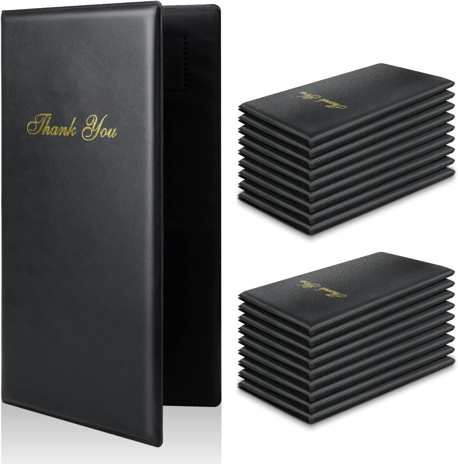 Check Presenters for Restaurants, 20 Pack 10" x 5.5" Guest Check Card Holder with Gold Thank You Imprint for Restaurants Eatery Bar and Cafe
