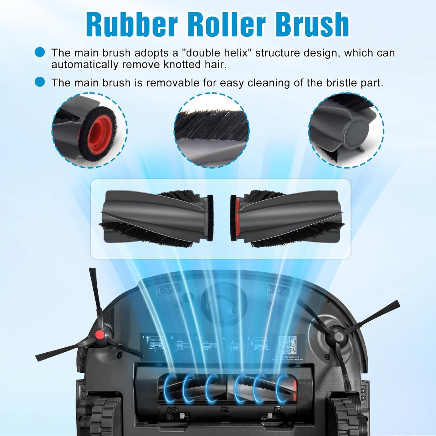 17-Pack Replacement Parts Kit Compatible with eufy E28 Omni / E25 Omni Robot Vacuum Cleaner – Includes Main Brush, Roller Mops, Side Brushes, HEPA Filters & Dust Bags