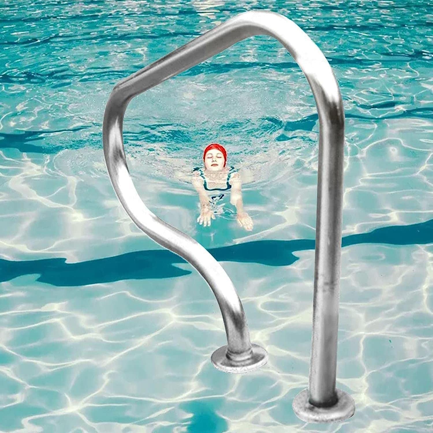 Swimming Pool Safety Hand Rail Pool Hand Rail,Stainless Steel Pool Handrails, Pool Ramp Safety Rails for Inground Pool Entrance,Full Set Accessories - 1pcs or 2pc