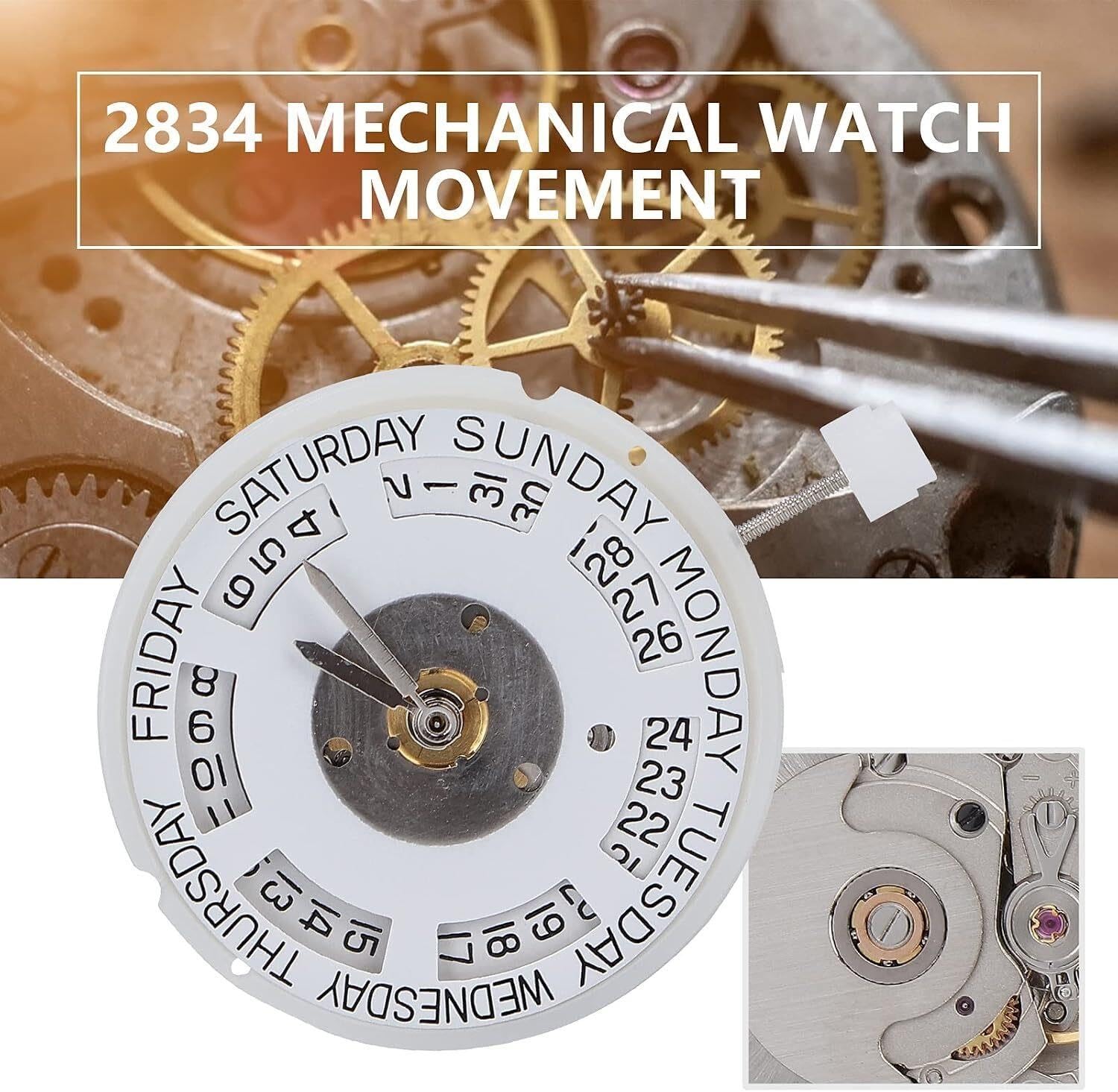 2834 mechaniczny mechanizm zegarka ze stopu srebra 30mm część naprawcza z narzędziami do przechowywania zegarków