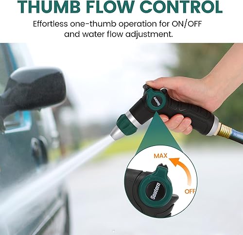 Miniatura 3 de Pulverizador de boquilla de manguera de jardín de alta presión, boquilla de manguera de agua de metal resistente con control de pulgar y chorro