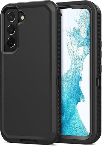 Jiunai for Samsung Galaxy S22 Case Heavy Duty Rugged Shockproof Dual Layer Port Protection Hybrid Tough Phone Cover Case for Samsung Galaxy S22 Men Women Teen Black