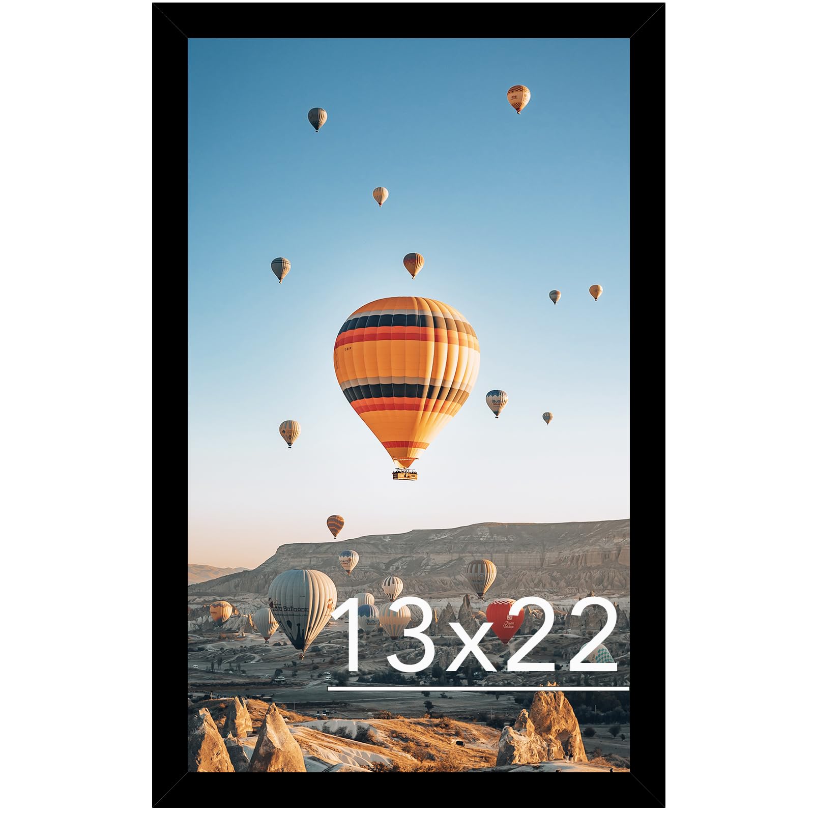 JCJMY 13x22 Picture Frame Black for Poster Photo Picture, Horizontal and Vertical Formats for Wall Hanging, 13 x 22 Wall Gallery Poster Photo Frame for 13 by 22 Photos Posters, Black