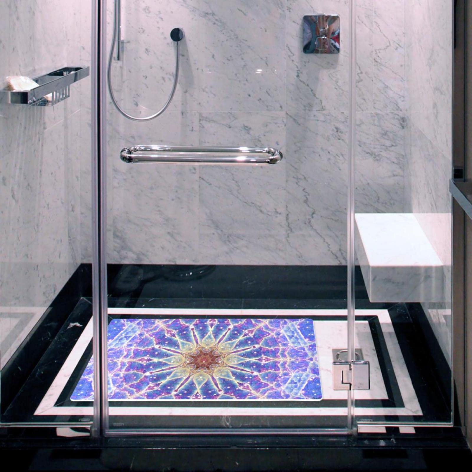 Rutschfeste Badematten mit glitzerndem Mandala-Motiv, für Badezimmer, rechteckige Badewanne, maschinenwaschbar, 40 x 70 cm