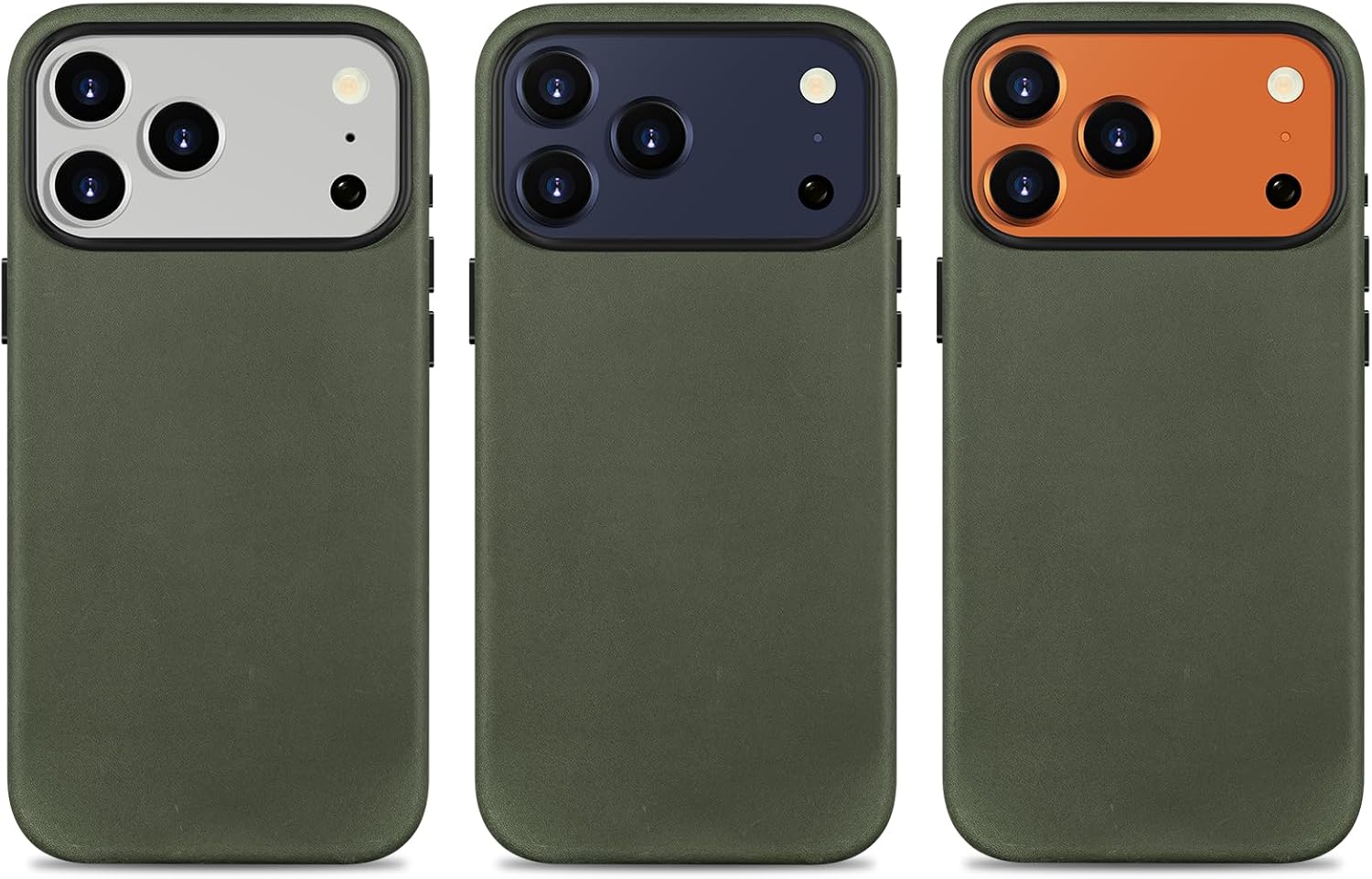 Belemay Handcrafted Crazy Horse Leather Case for iPhone 17 Pro Max, Compatible with MagSafe, Vintage Aesthetic, Two-Tone Effect, Unique Patina, Camera Control Button Coverage (6.9"), Pine Green - Image 9