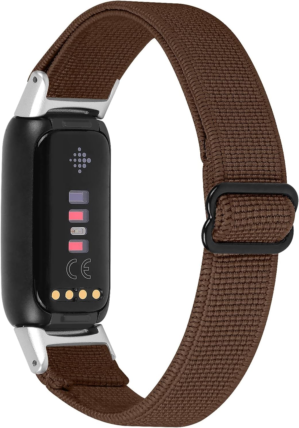 OCEBEEC Stretchy Sport Bands Compatible with Fitbit Luxe, Adjustable Elastic Nylon Wristband Replacement for Fitbit Luxe Fitness and Wellness Tracker for Women Men(Coffee)