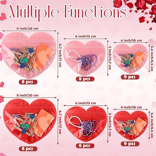 Miniatura 4 de Yexiya 50 bolsas de regalo de San Valentín, bolsas de regalo en forma de corazón, de plástico, para golosinas, contenedores resellables de embalaje