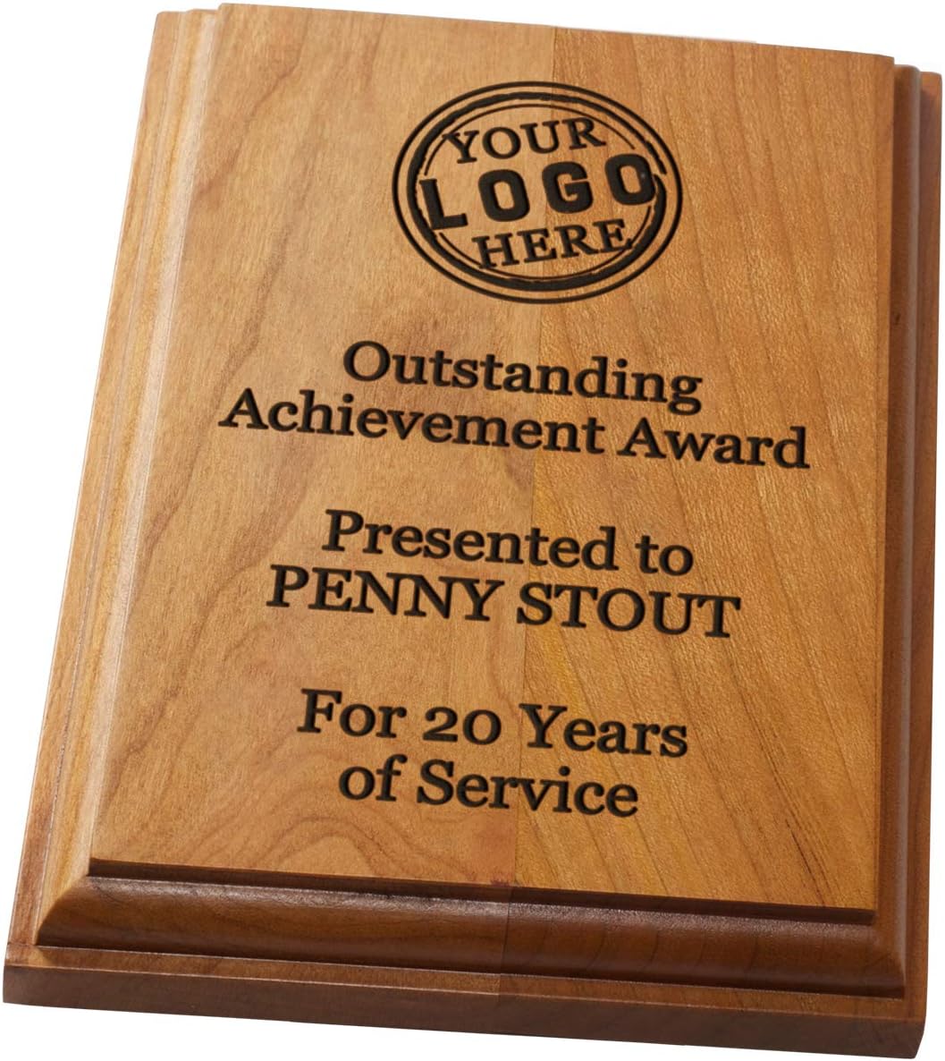 Solid Cherry Award and Recognition Plaque. Great for Retirement, Corporate Awards, School, and Sporting Events. (7 x 9) : Office Products