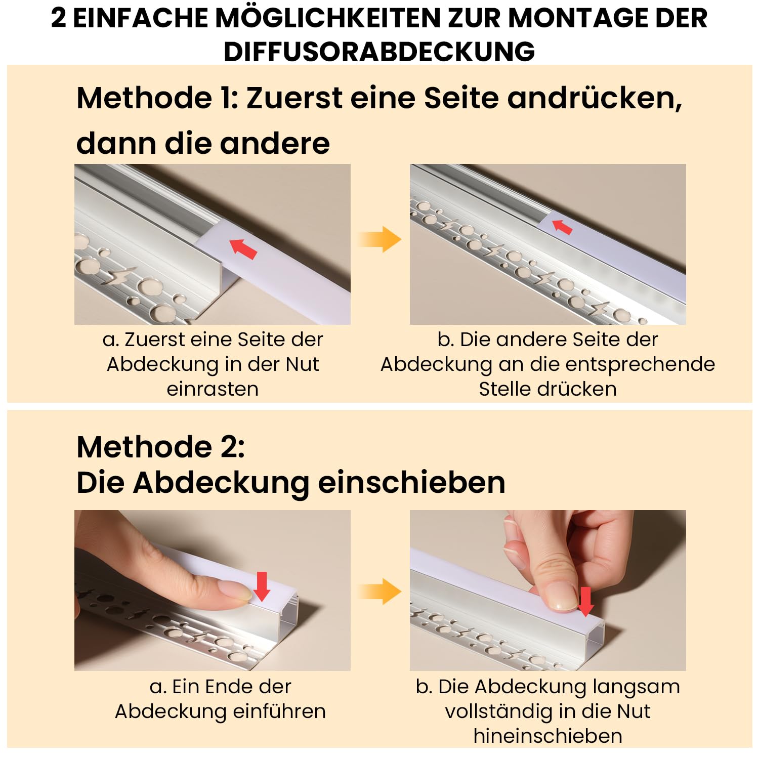 LED Trockenbauprofil Aluminium 1,4M 4,6FT Trimless Vertiefte mit Diffusor & Endkappen