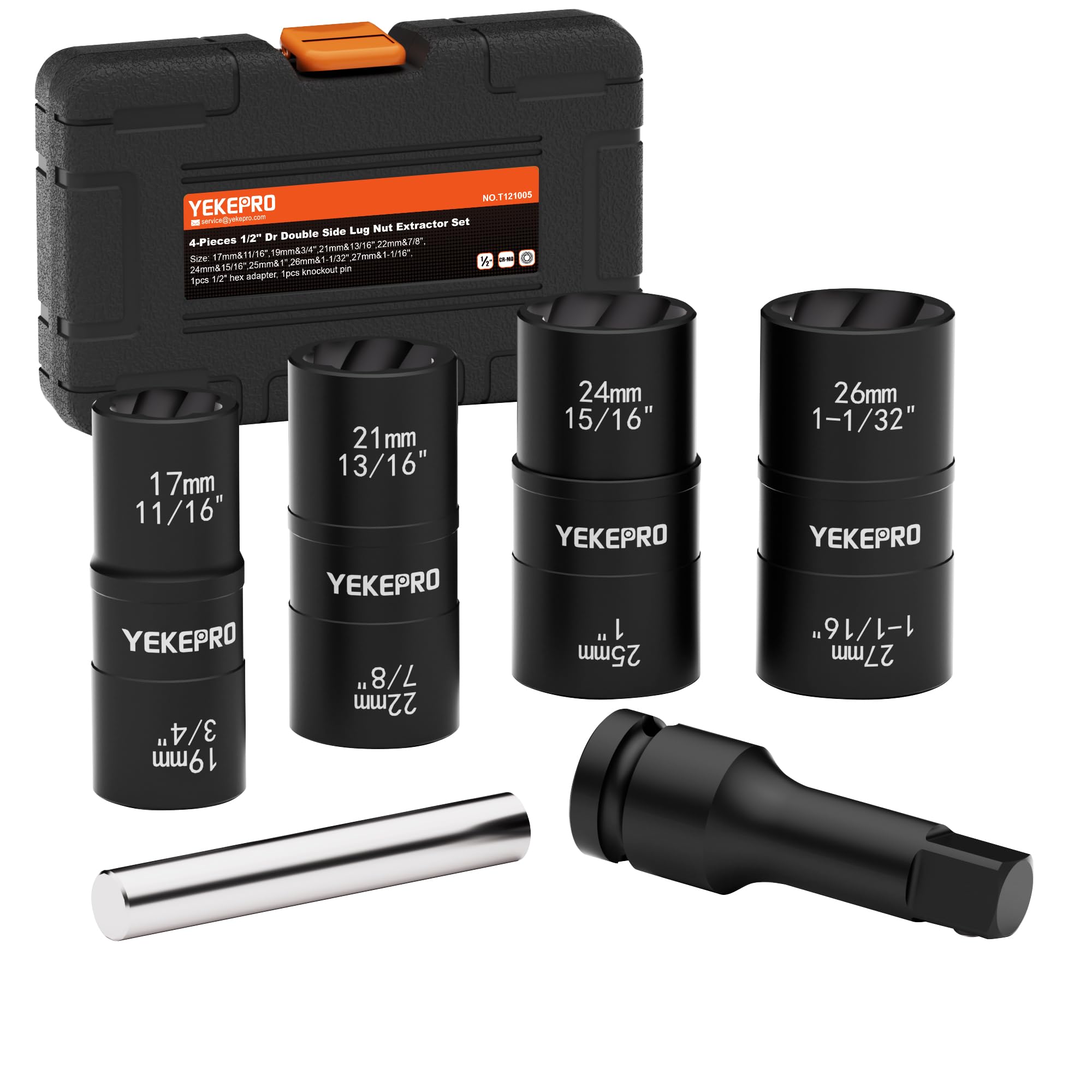 Amazon.com: YEKEPRO 6PCS 2-in-1 Flip Lug Nut Extractor Socket Set
