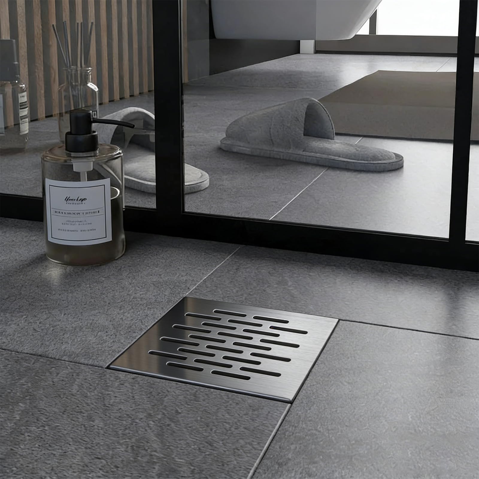 DBREAKS Grille Evacuation Eau Exterieur, Couvercle de vidange en Acier Inoxydable avec Cadre, Grille de Drainage pour Eau de Pluie, 250×250×20mm
