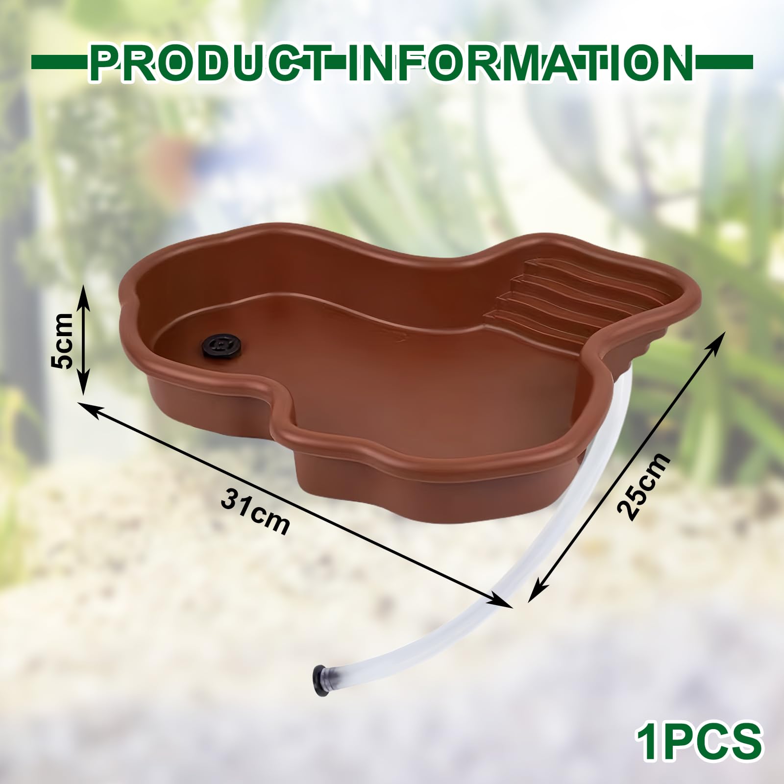 Baignoire pour Reptiles, Bac De Bain pour Reptiles, Piscine pour Tortues Gamelle Reptile Bol d'eau pour Reptiles Gamelle pour Reptiles Antidérapant avec Drainage pour Tortues, Reptiles 31x25x5cm