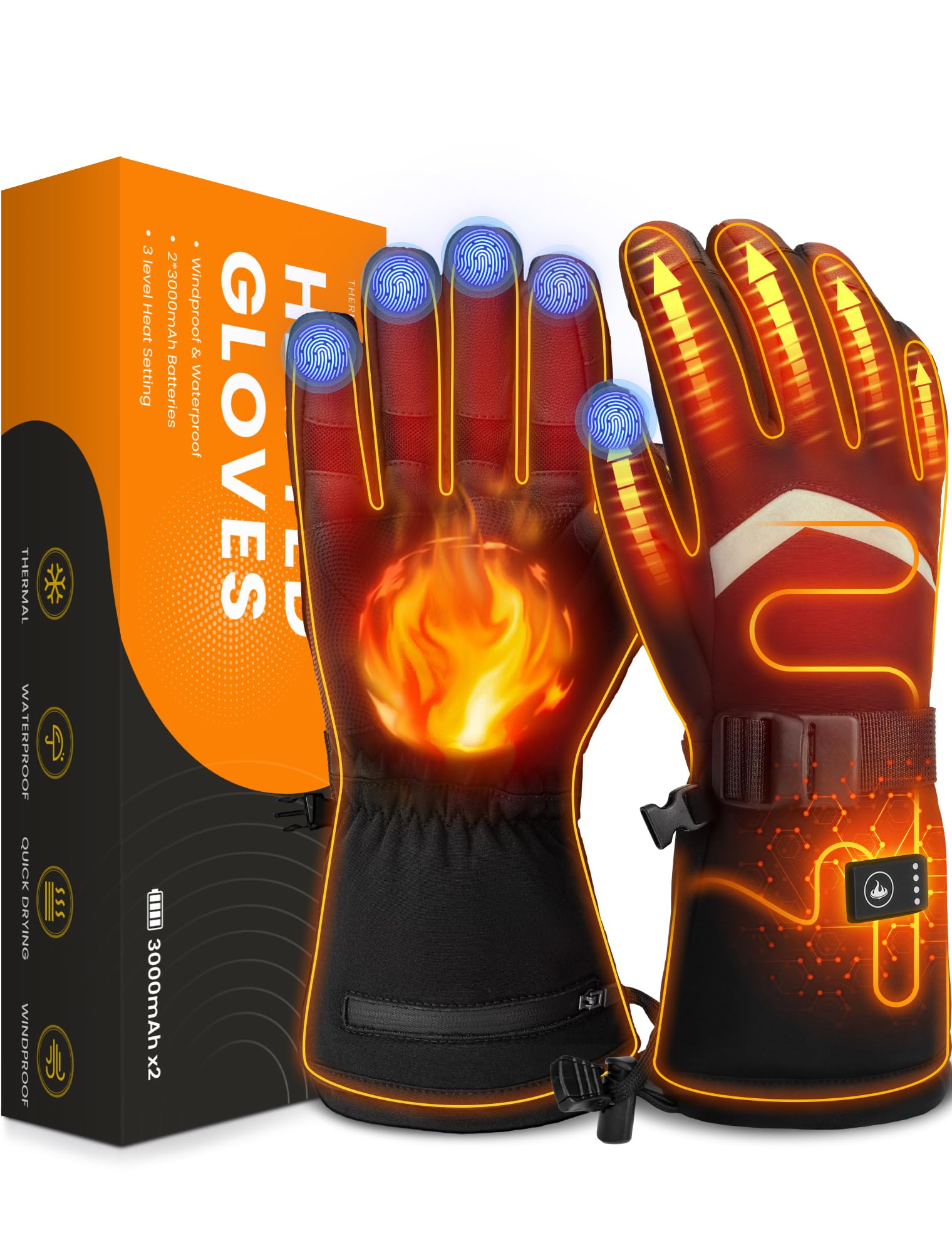 Guantes calefactables para hombre y mujer, guantes calefactables recargables con pantalla táctil, guantes de invierno para esquí, senderismo, camping, caza, pesca, ciclismo