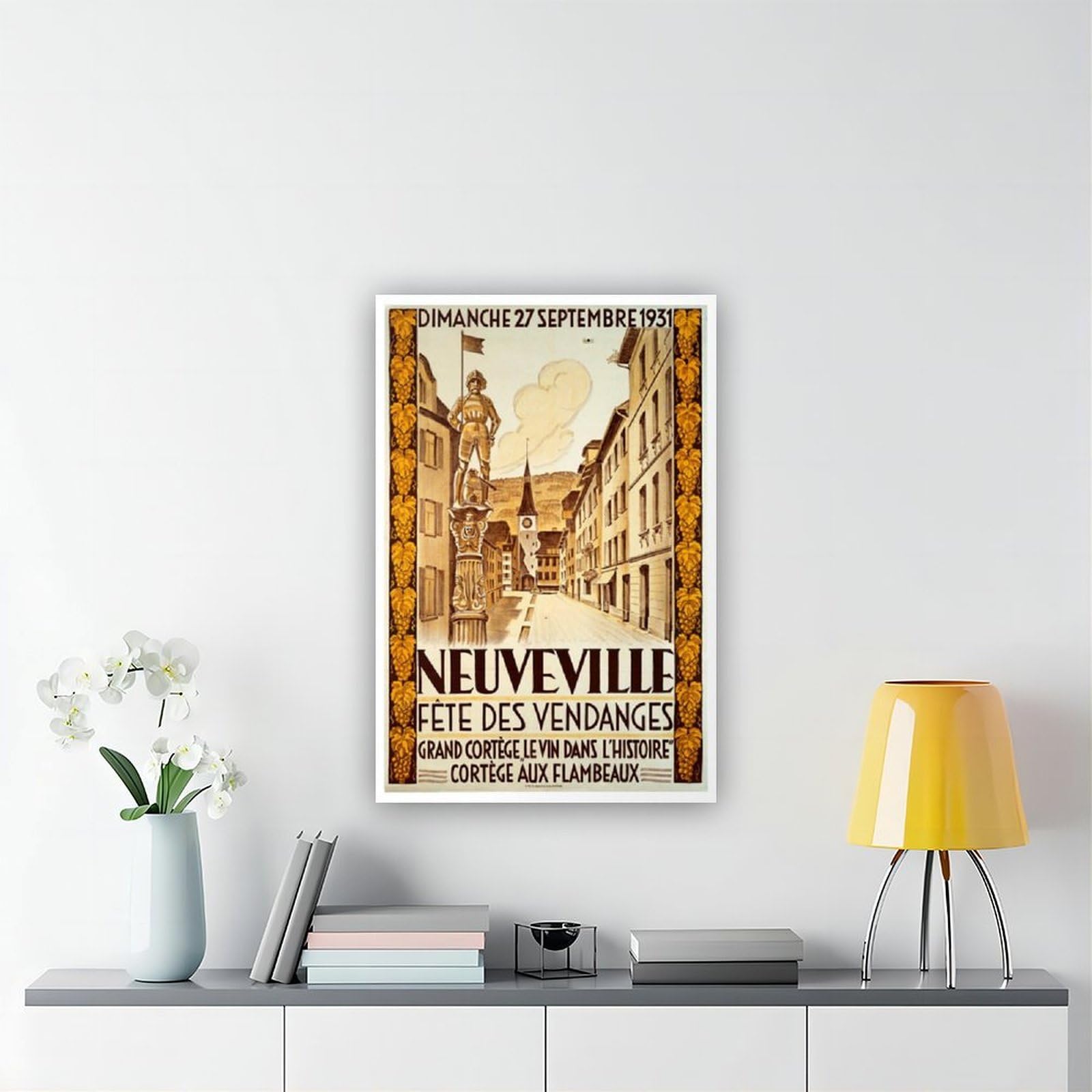 QIENAZIO Neuville Harvest Festival, poster vintage su tela, stampa artistica da parete, stampa artistica da parete, per soggiorno e camera da letto, 50 x 75 cm