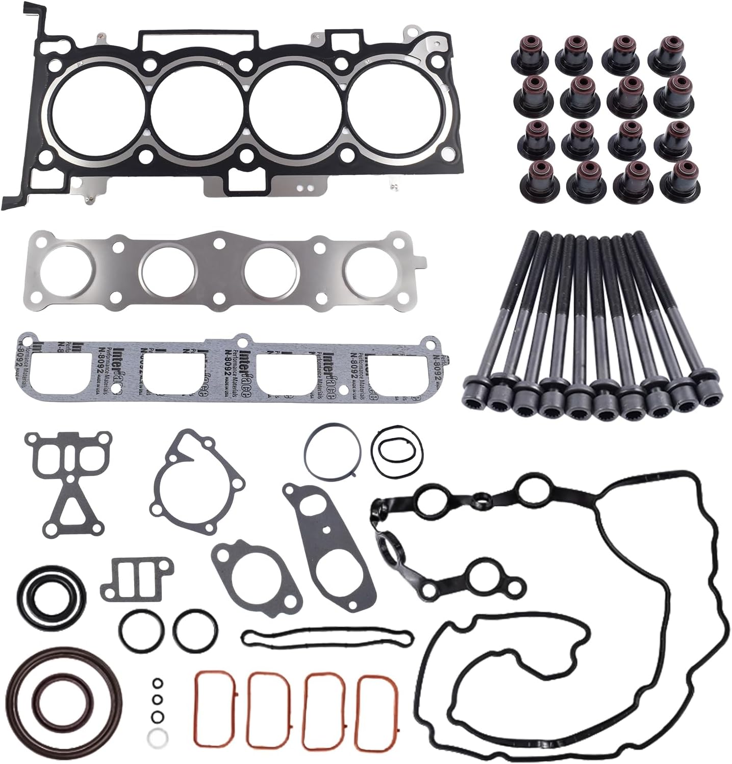 Engine Rebuild Overhaul Kit with Crankshaft, Timing Chain Kit, Head Gasket Set, Pistons for Kia Sportage Hyundai Sonata Santa Fe Sport 2.4L G4KJ, crankkit-2.4