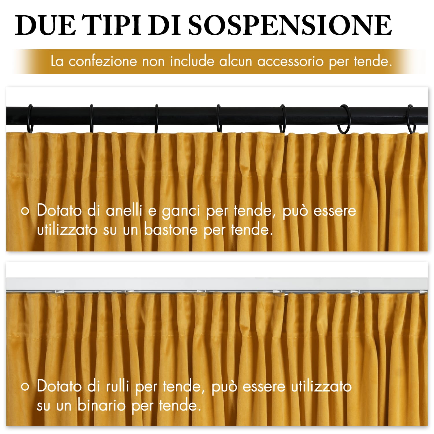 MIULEE Tende in velluto con fettuccia arricciata, 140 x 245 cm, confezione da 2, belle lussuose semi-oscuranti, tende gialle, senape, moderne tendine soggiorno camera da letto, finestra, spesse tende