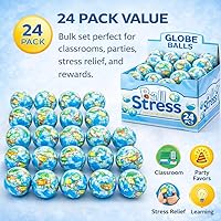 Vista 6 de Paquete de 24 minibolas de espuma suave con forma de globo, juguete de 2.5 pulgadas, juguete de mundo exprimible para aliviar el estrés, novedades