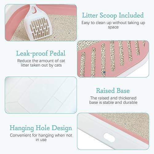 Miniatura 24 de Fhiny Caja de arena abierta para gatos, pequeña caja de arena para gatitos de entrada baja, bandeja para orinal plegable, impermeable, para Gris