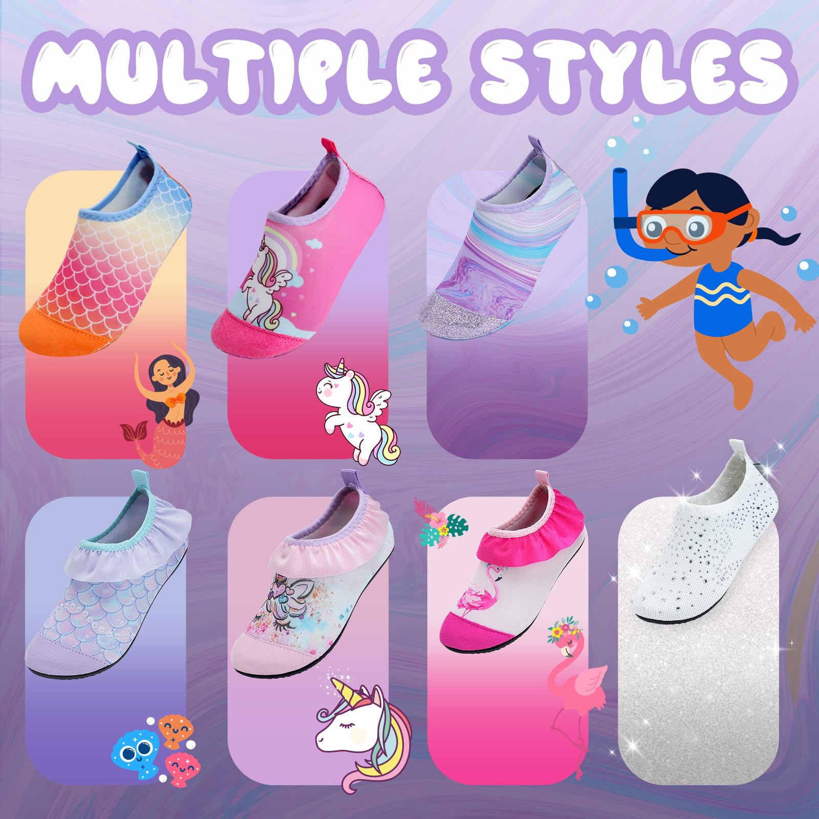 WateLves Kinder Badeschuhe Schwimmschuhe Wasserschuhe Jungen Mädchen Baby Strandschuhe Aquaschuhe Schnell Trocknend für Beach Pool