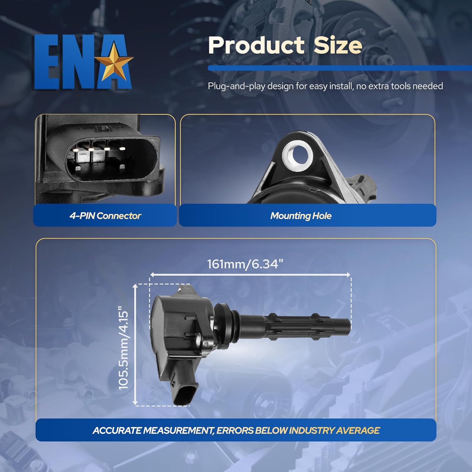 ENA Pack of 6 Ignition Coil 2.5L 3.0L 3.5L V6 Compatible with Mercedes-Benz C230 C280 C300 C350 CLK350 E350 GLK350 ML350 ML450 R350 S400 SLK280 SLK300 SLK350 Sprinter 2006-2012 Coils for UF535