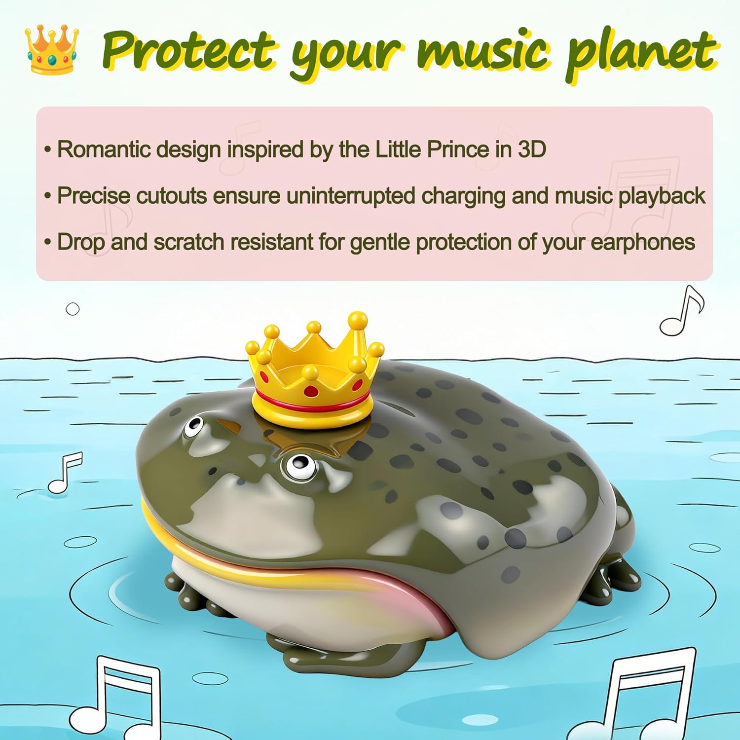 Ugly Frog Design Cover Creative Animals Soft Anti-Scratch Wireless Earphone Protector, Earbuds Case Compatible with Airpods 4 / Pro 3 - Handmade Case (Green 2, for airpods pro 3)