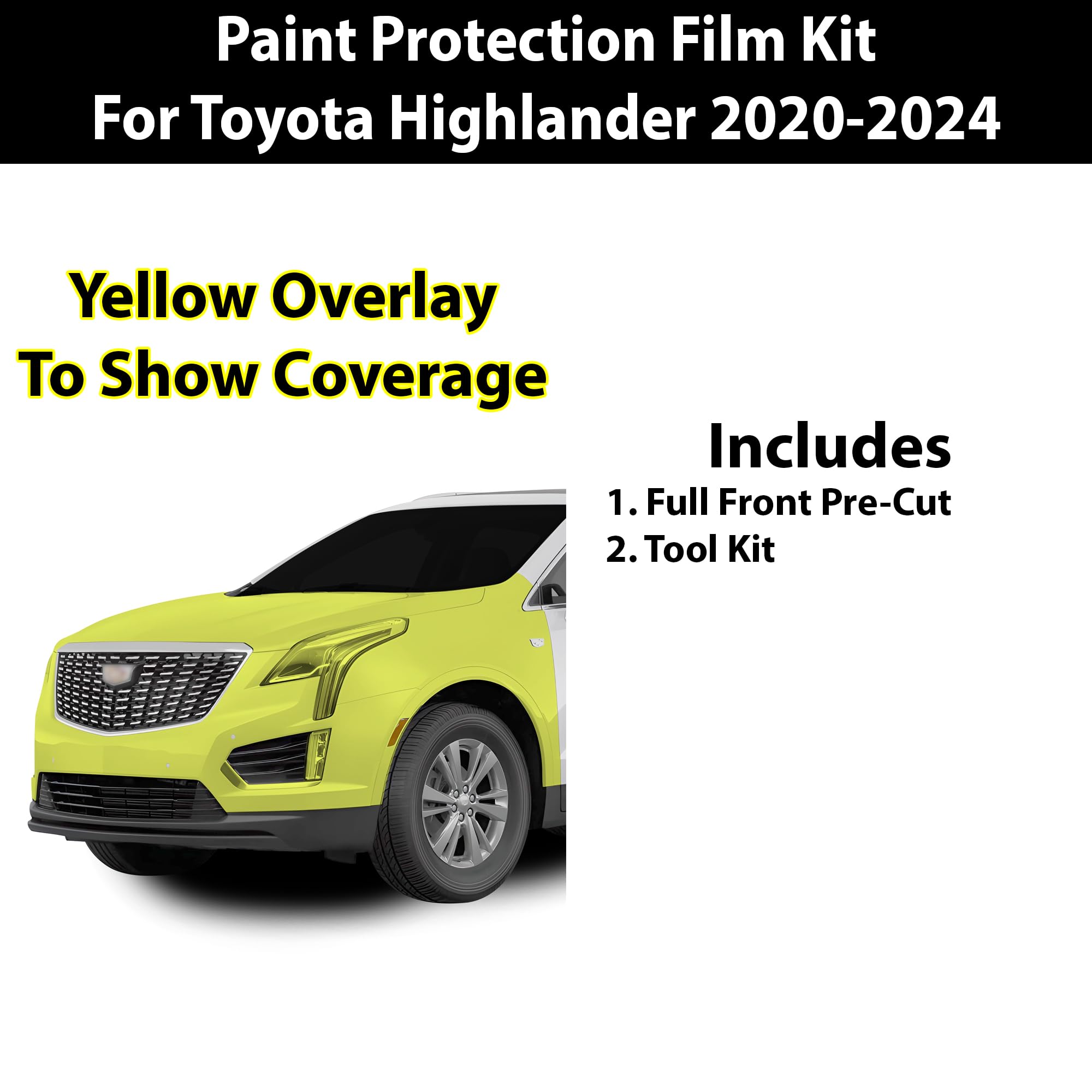 BOGAR TECH DESIGNS Front Middle and Front Sides Paint Protection PPF Film Kit Cover Compatible with Cadillac XT5 2020-2024, Clear Bra