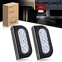 Nilight 6 Inch Oval White LED Trailer Tail Lights IP67 Waterproof Reverse Backup w/ Grommets Brackets 2PCS for Trucks RVs Boats