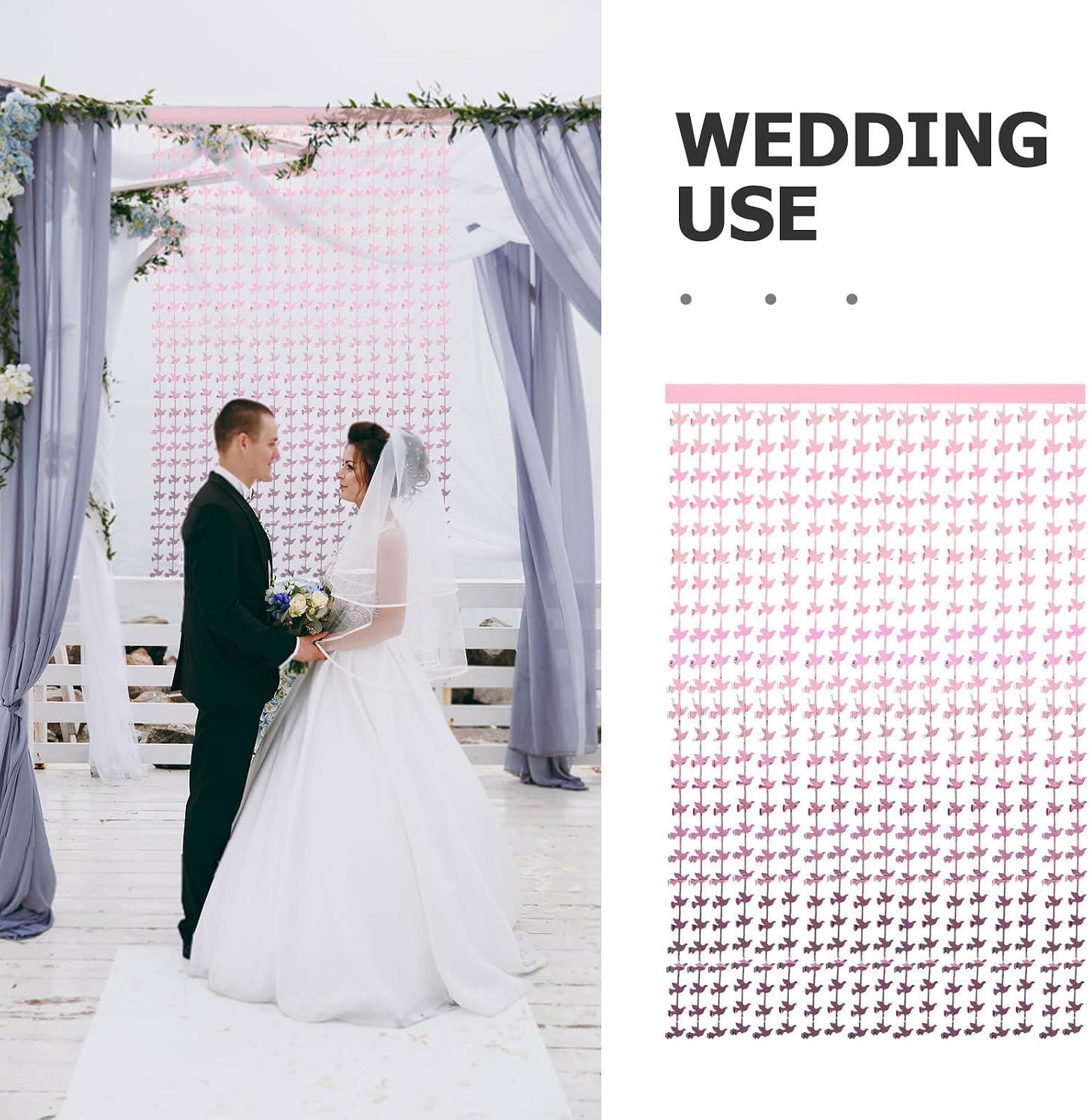 INOOMP Pink Pet Curtain for Backdrop with Hanging Rings, Excellent Light Transmission and Easy Installation, for Door Curtain and Background Scene Setup, Festive Decoration with Shiny