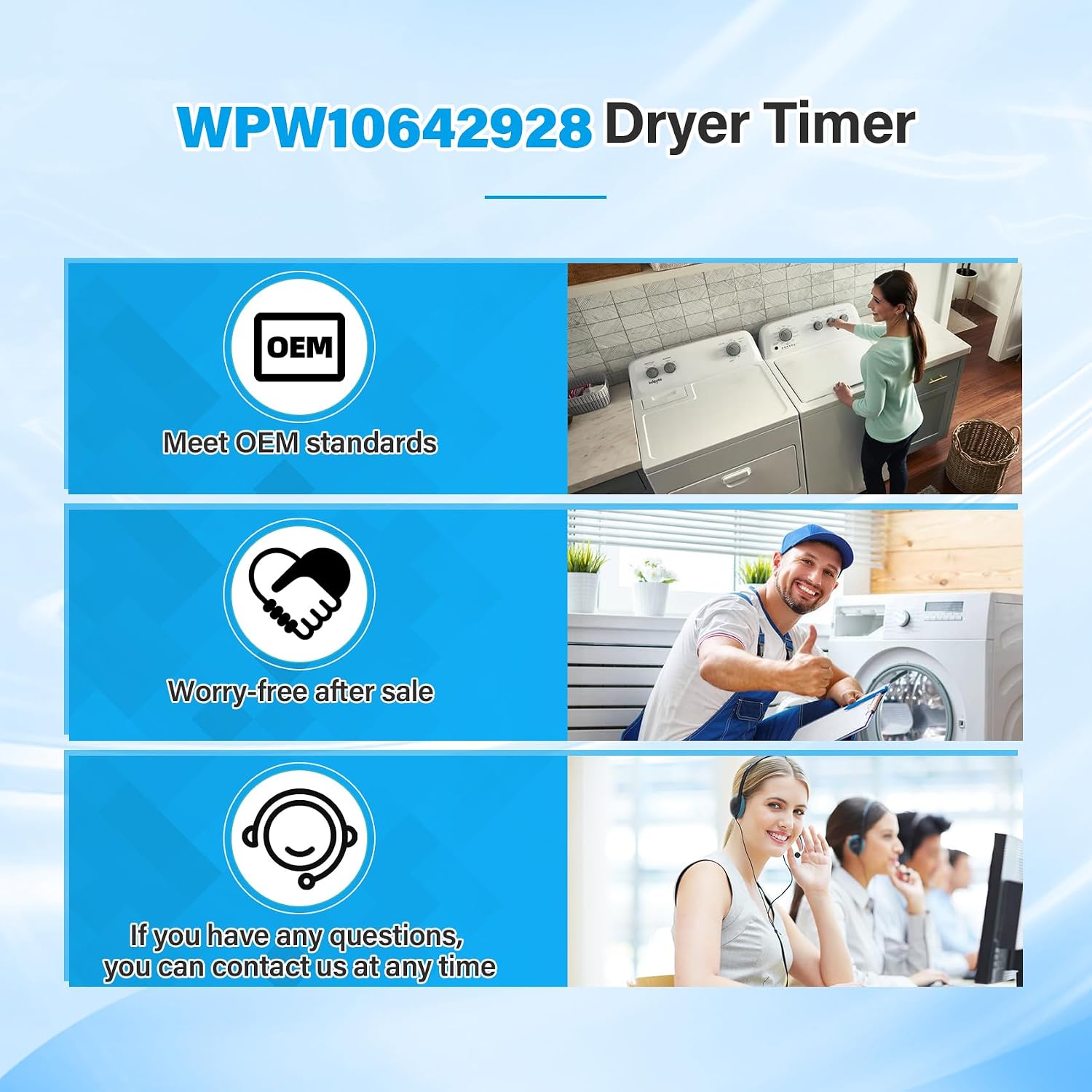 W10642928 WPW10642928 Dryer Timer Compatible with Whirlpool, Maytag 7MMGDC400DW1 MEDX655DW1 MEDX655DW1 MGDX655DW0 MGDX655DW2, Replacement Parts 4448993, PS11756913, AP6023568, PD00043061, EAP11756913