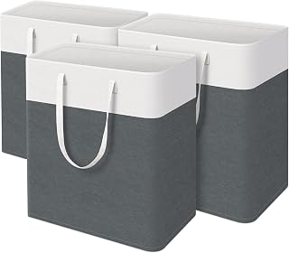 TasticTotes Laundry Basket 3-Pack, Laundry Hamper, 125L-Grey | Clothes Laundry Hamper, Collapsible Laundry Basket, Freestanding laundry hamper with Handles for Home or Dorm