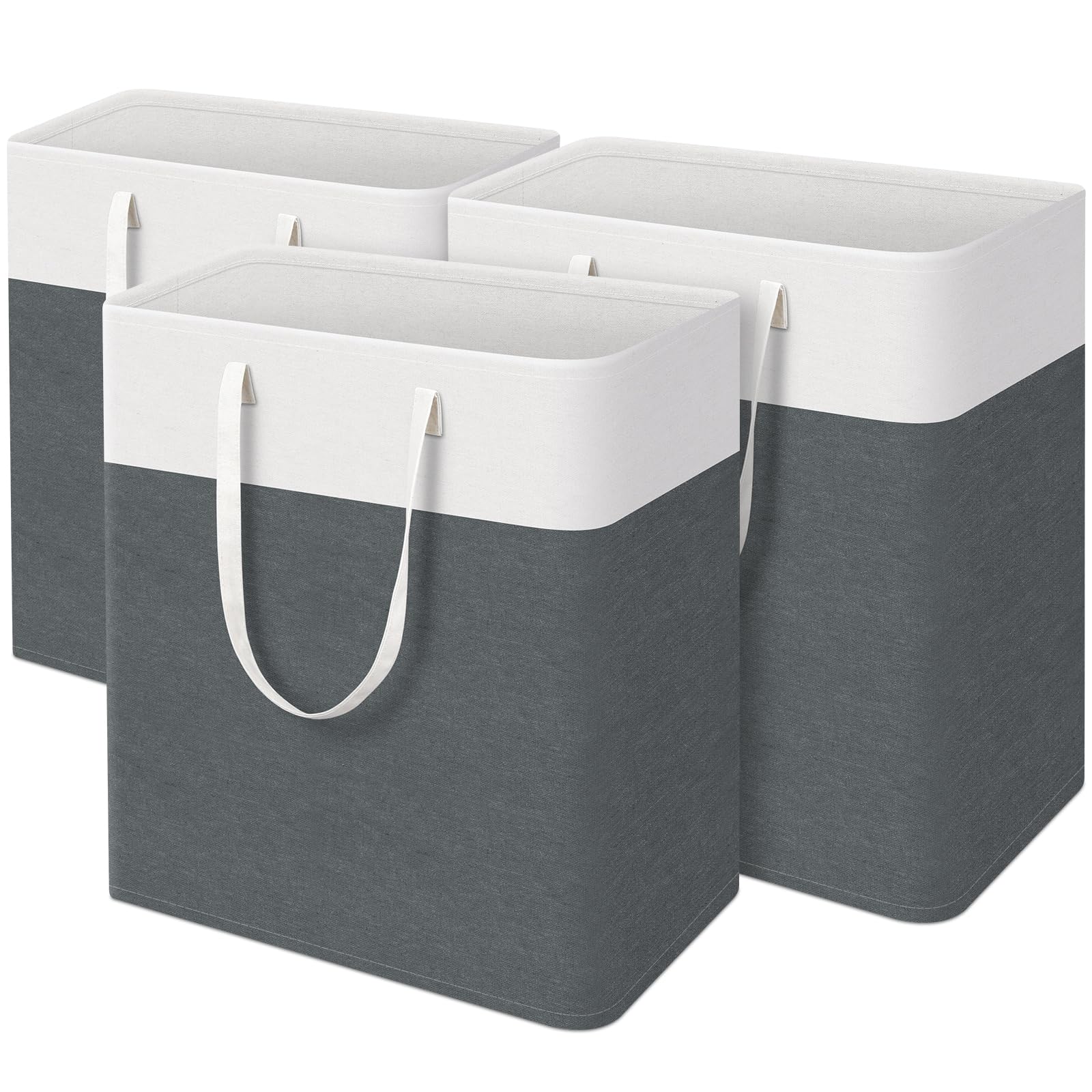 TasticTotes Laundry Basket 3-Pack, Laundry Hamper, 125L-Grey