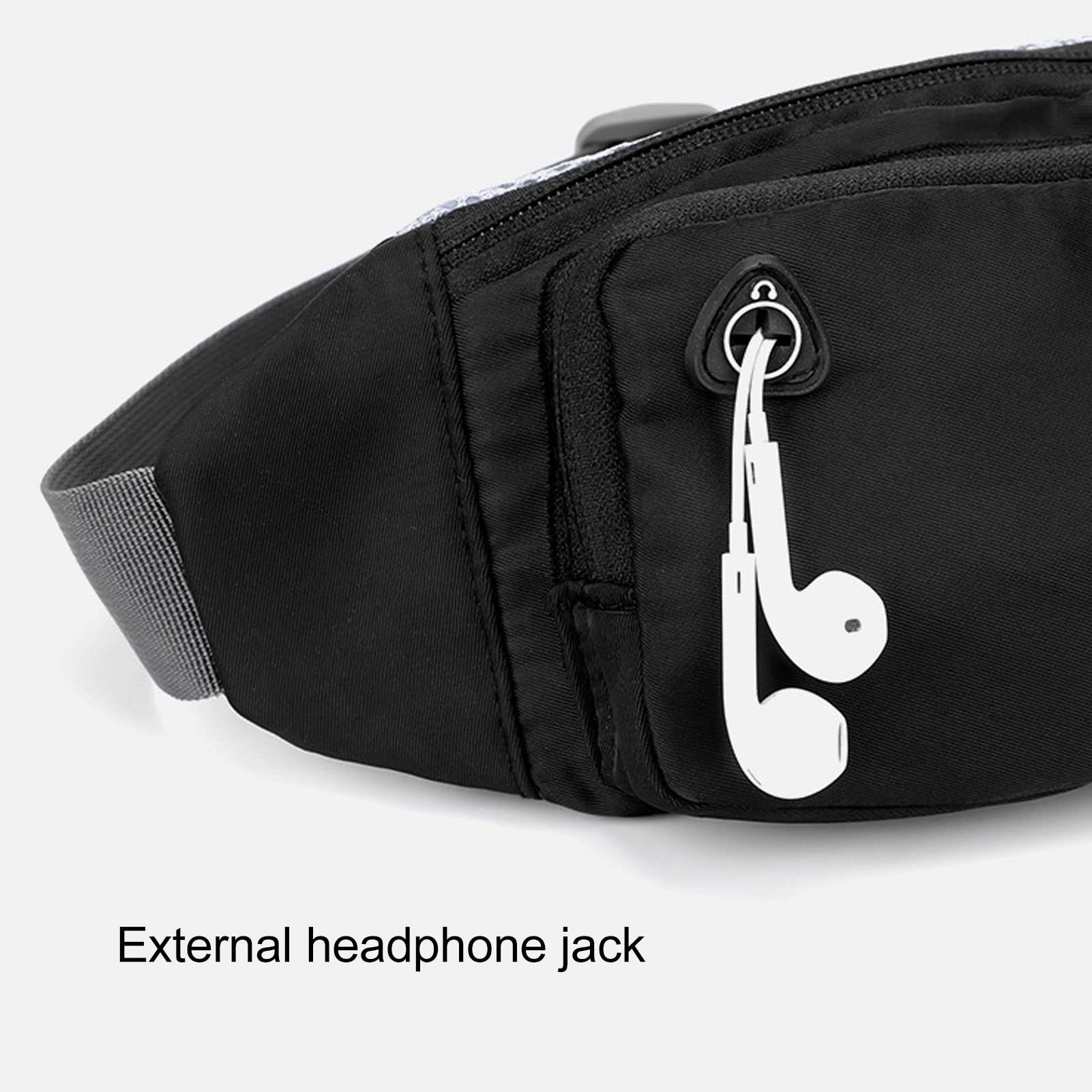 Ausla Nylonowa Torba w Talii Fanny Pack Bag Paska z Regulowanym Paskiem Wodoodporna Konstrukcja Oddychająca z Tyłu Oddychania do Biegania na Rowerze (Nylon czarny (szary pasek))