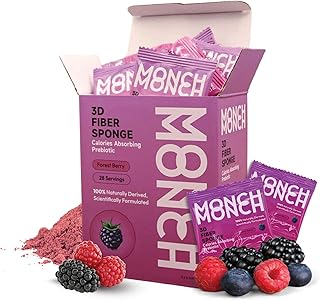 Monch Monch Calorie Absorbing Fiber Sponge – Forest Berry, 2-Week Supply – Konjac Gum & Prebiotic Fiber Supplement for Gut Health & Blood Sugar Support – Vegan, Sugar-Free, 28 Ct