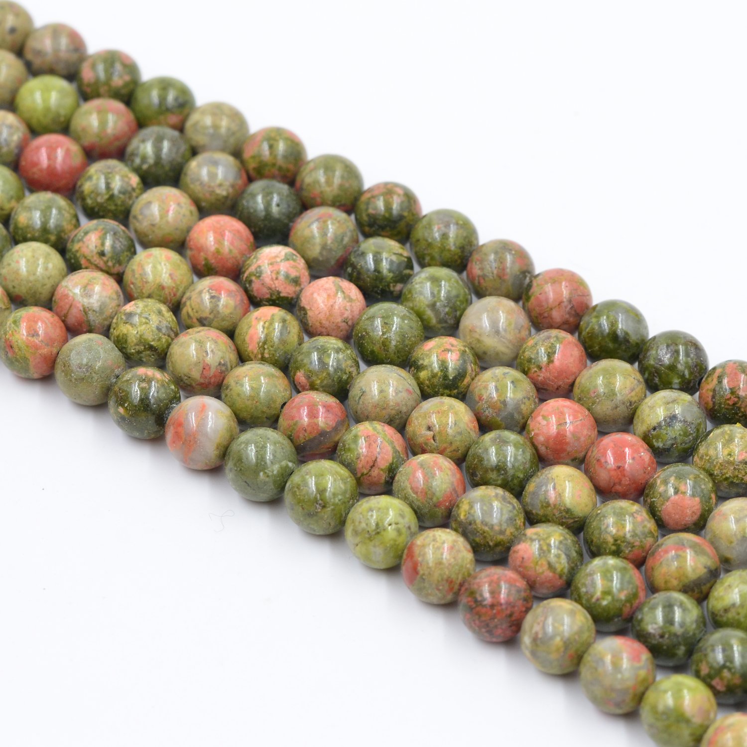 Asingeloo Flower Green Natural Stone Gemstone Loose Round Beads 15.7 Inch 8mm Crystal Energy Stone Healing Power for Jewelry Making โ image 1