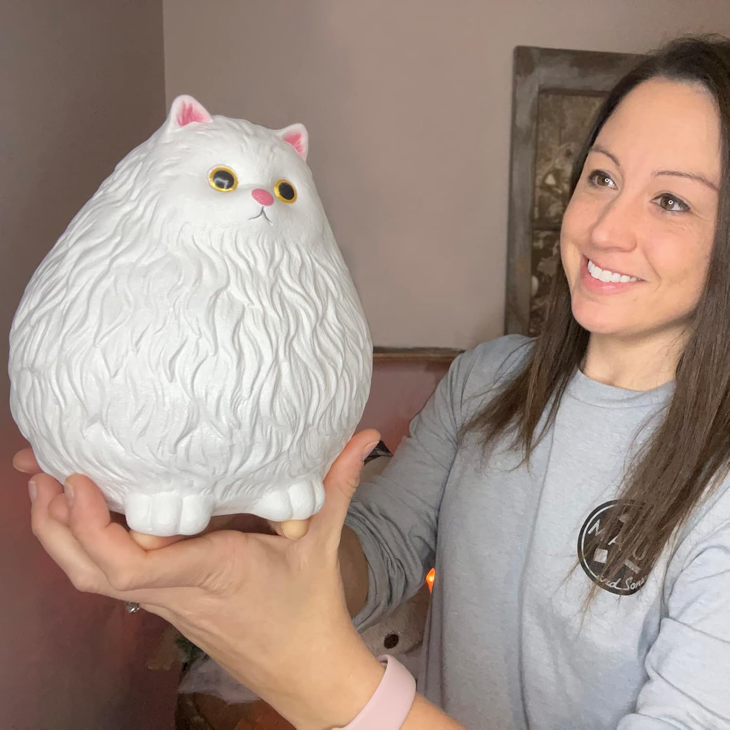 Winsterch Ceramic Piggy Bank for Kids & Adults - Cute Cat Money Bank Toy for Girls & Boys, 7.49 x 5.9 Inch White Coin Bank, Birthday Gift for Children