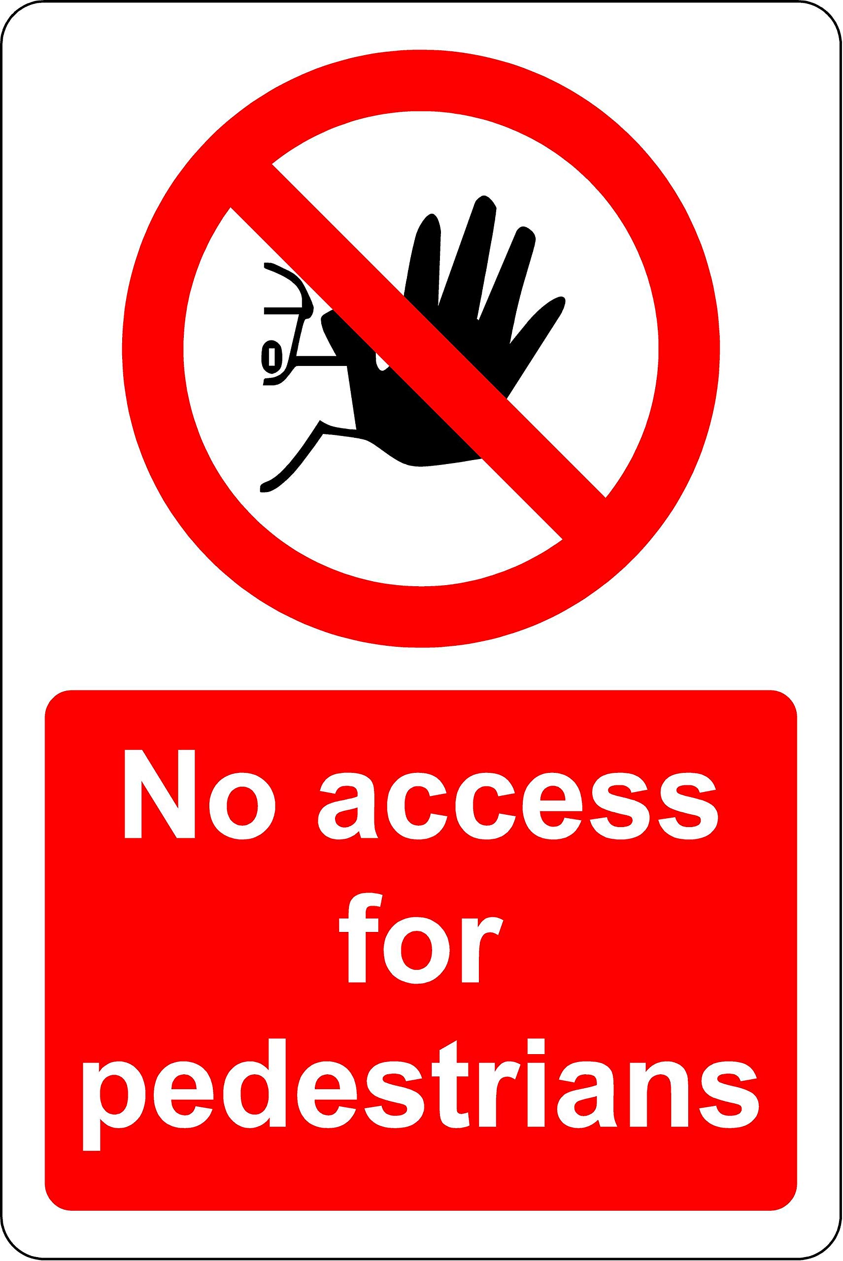 Kpcm Display Ltd No Access For Pedestrians Safety Sign - 1.2Mm Rigid Plastic 300Mm X 200Mm