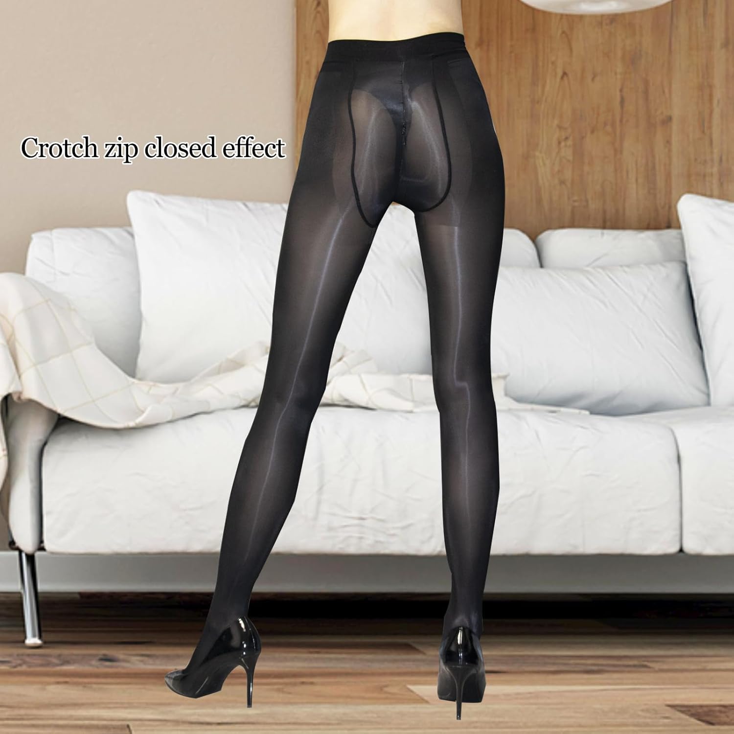 Women's Shiny Pantyhose 8D Sheer Tights Oily Gloss Pantyhose Invisible Zip Adjustable Tights Smooth Stockings - Image 4