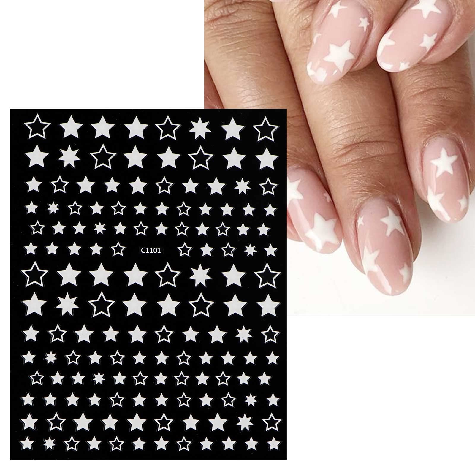 BRDXOOL Nagelsticker Set – 9 Bögen, Stern-Design, Selbstklebend, 3D, Für DIY Nageldesign