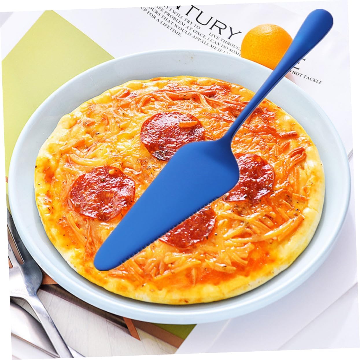 304 Stainless Steel Blue Cake Shovel Set with Titanium Plating Ergonomic Design for Serving Cakes Pizzas and Cheeses Essential Baking Tool for Special Occasions