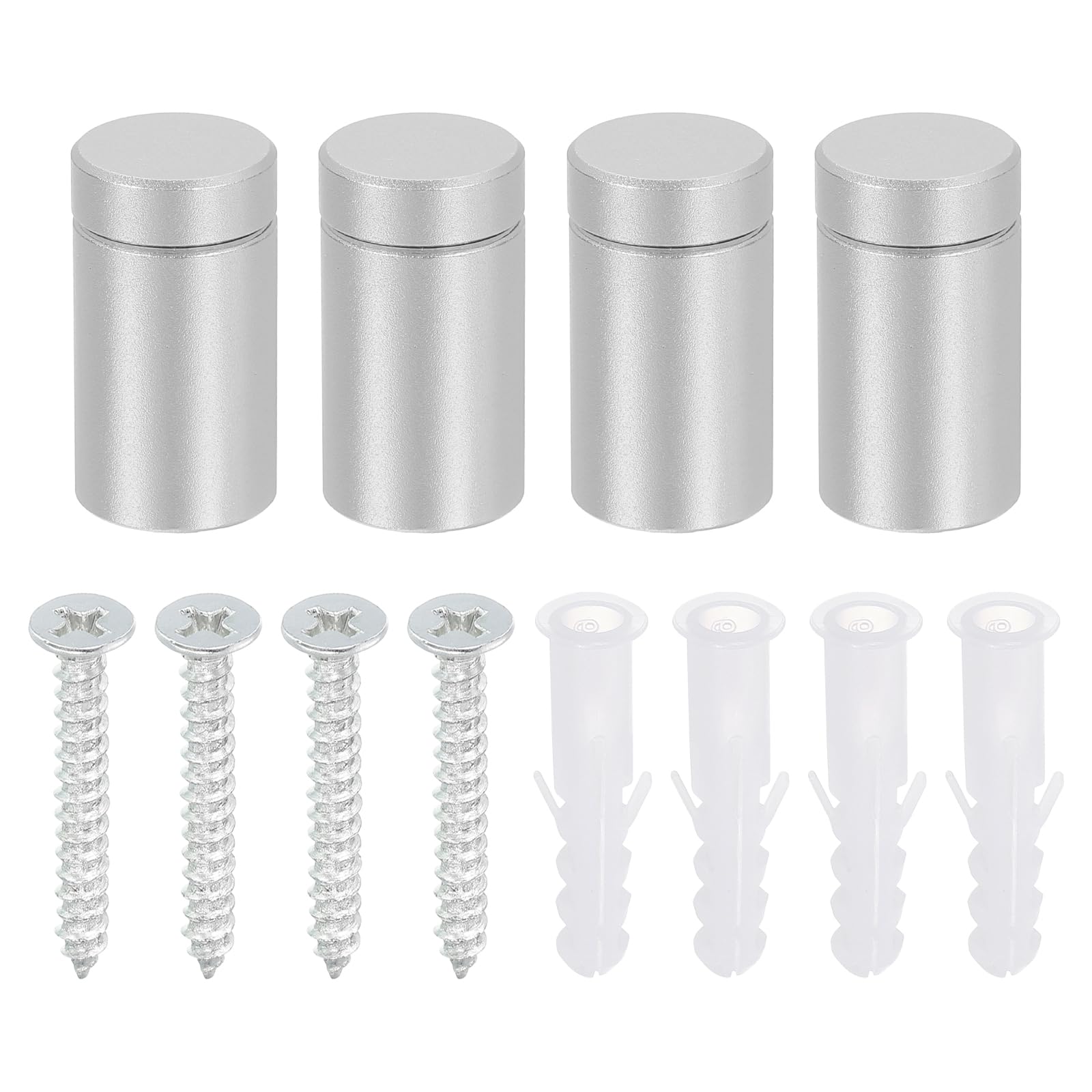 uxcell 4 Pcs Standoff Screws, 1/2" x 0.93" Aluminum Advertising Screws Wall Standoff Mounts Hardware for Acrylic Picture Frame Glass Signs Hanging,
