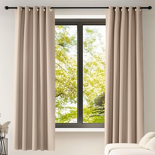 Miniatura 25 de Cortinas opacas con aislamiento térmico azul para oscurecer la habitación, 72 pulgadas de largo para sala de estar, cortinas con ojales de 42 x 72