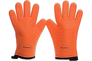 KITCHEN PERFECTION Silicone Smoker Oven Gloves: Heat Resistant BBQ Gloves for Unmatched...
