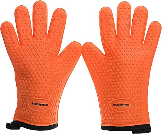 KITCHEN PERFECTION Silicone Smoker Oven Gloves -Extreme Heat Resistant BBQ