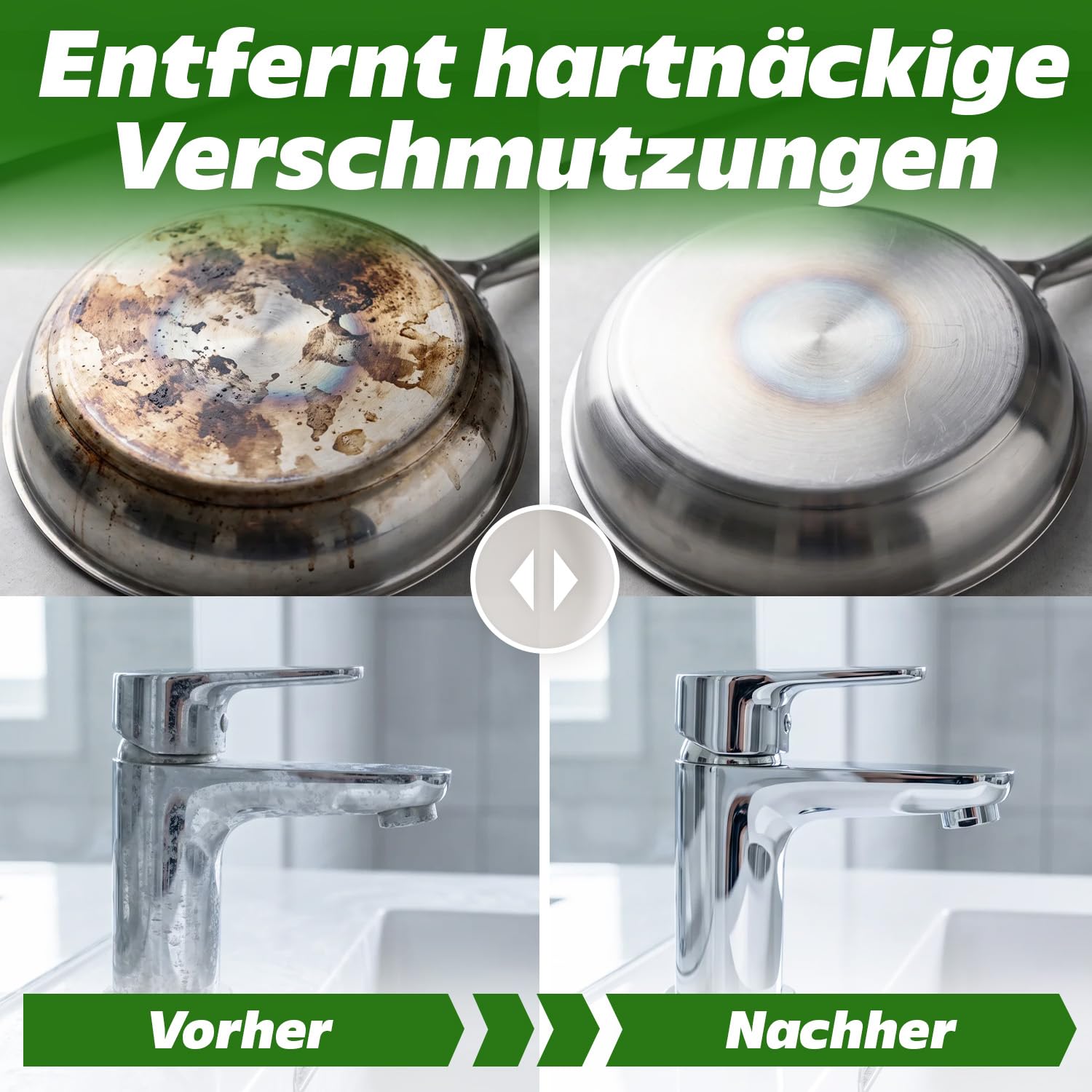 PRINOX Der Grüne Putzstein I 950g inkl. Handschwamm I Nachhaltiger Universal Allzweckreiniger I Jahresvorrat je Dose I Öko Reiniger für Küche, Bad, Fenster, Sneaker, Ceranfeld, WC I Made in DE