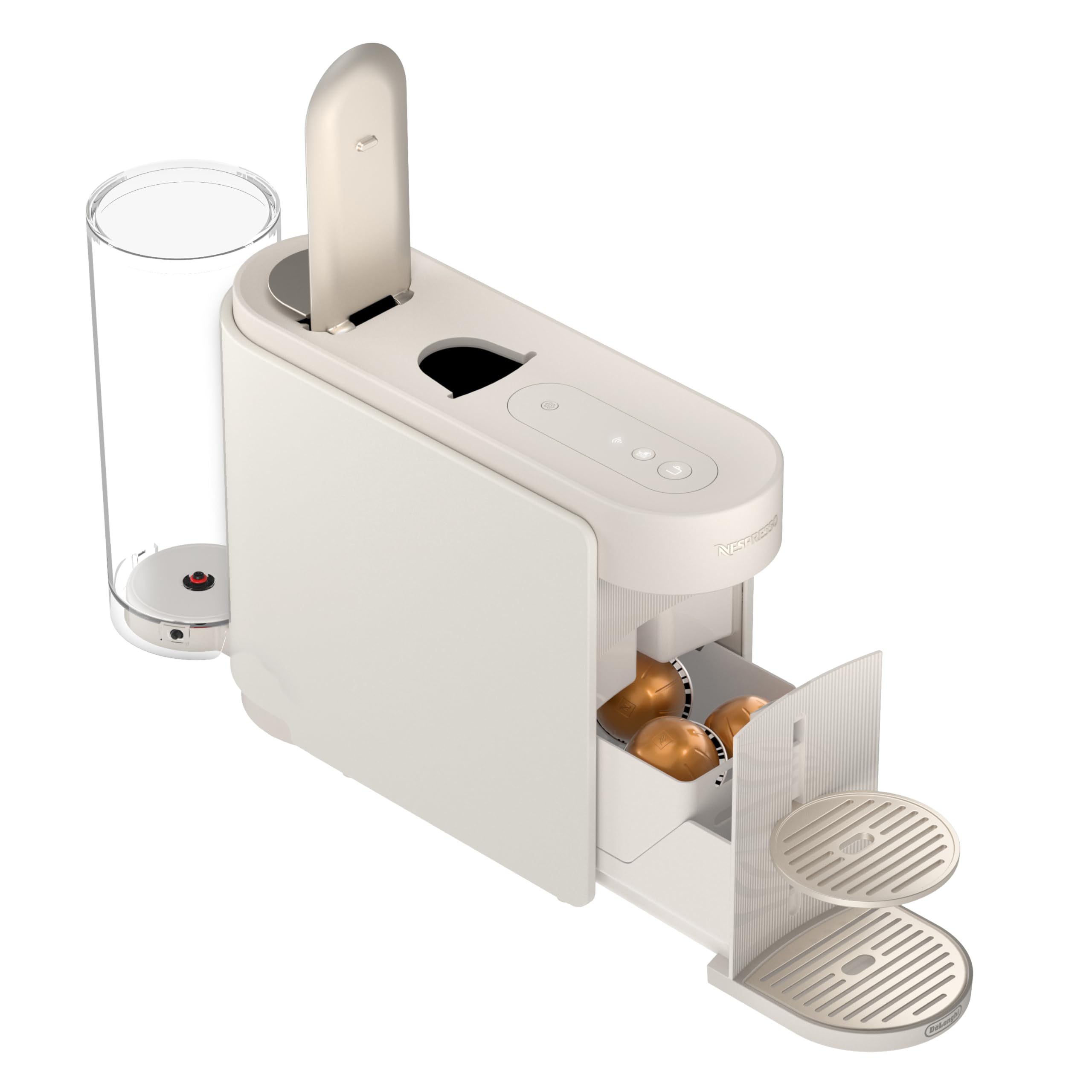 NESPRESSO Delonghi Vertuo Up Kaffeekapselmaschine für 5 Tassengrößen | 3 Sekunden Aufheizzeit | One Touch Kaffee Zubereitung | 1,4 L Wassertank | Kompaktes Design | Weiß (ENV200.W)