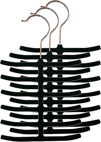 Home Basics Organizador de corbata de terciopelo (paquete de 3), color negro