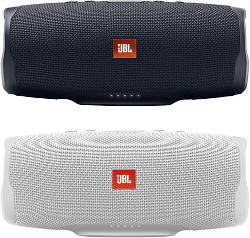 JBL Charge 4 - Paquete de altavoces Bluetooth portátiles impermeables - NegroBlanco (par)