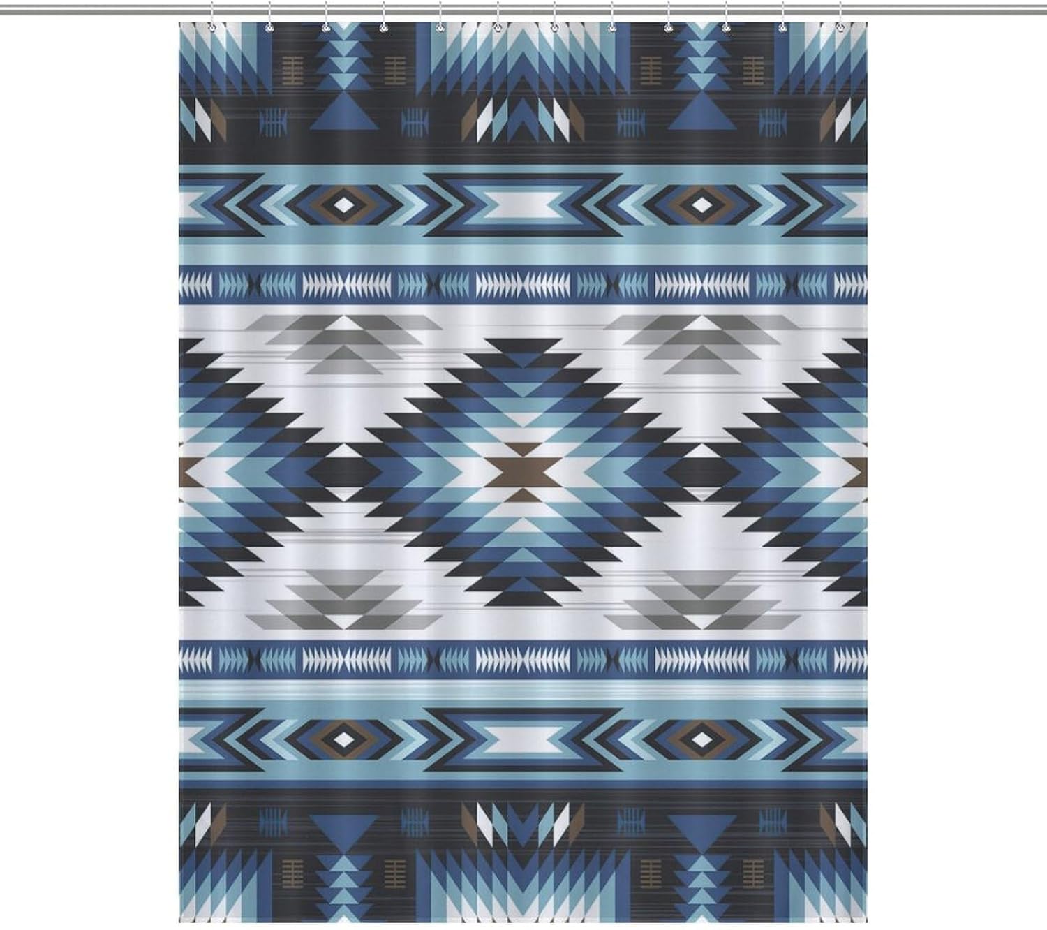 Aztec Shower Curtain, Vintage Native American Western Ethnic Tribal Abstract Geometric Pattern Shower Curtain Sets for Bathroom Fabric Bath Curtain 12 Hooks 55x72Inch（140x183cm）